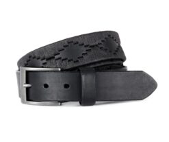Cinturon de cuero bordado Black