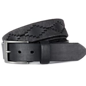 Cinturon de cuero bordado Black