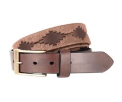 Cinturon de cuero bordado Brown