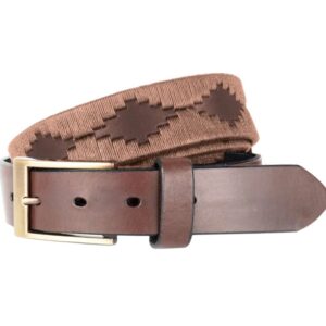 Cinturon de cuero bordado Brown